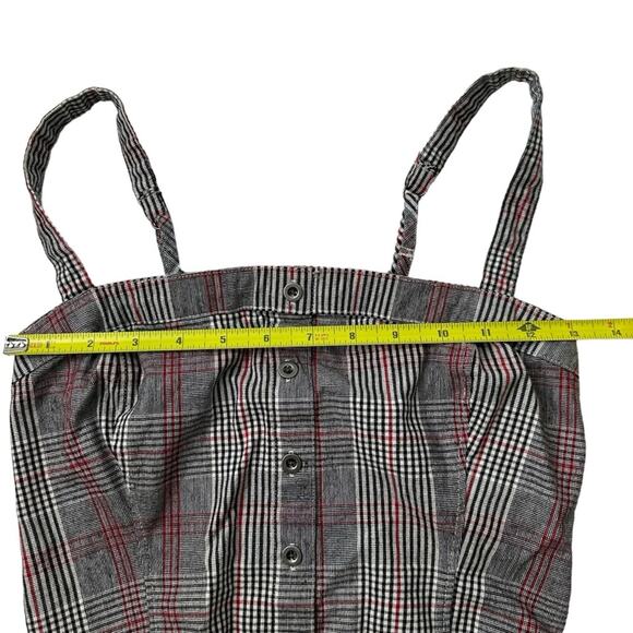 Hollister square neck button front plaid crop top ruched goth punk women’s small - Picture 11 of 13